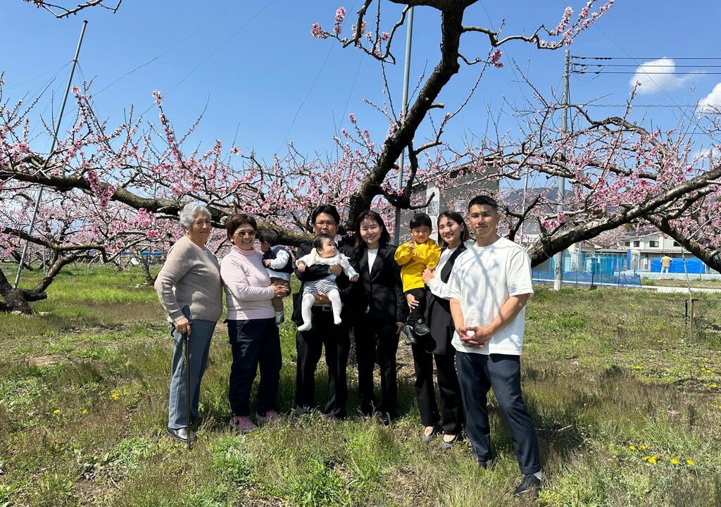 Voluntaria para ayudar en una finca de melocoton en Yamanashi